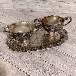 Vintage  Silver plate Cream and Sugar Set